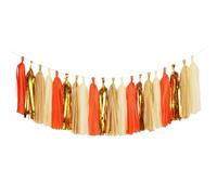 Fatiya Lot de 20 guirlandes à pompons en soie - 4 couleurs - Décoration d'anniversaire - Bannière frangée pour table de mariage