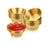 Fatiya Lot de 25 bols à sauce ronds en acier inoxydable de 6,7 cm - Bols à tremper individuels en métal doré pour condiments et assaisonnement - Pour préparation de sauce soja, plats d'accompagnement