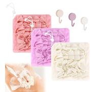 Fatiya Lot de 3 gants de toilette 2 en 1 en luffa lavables avec cordon de serrage et crochet, éponge de douche pour le corps pour homme et femme, exfoliant pour la peau lisse