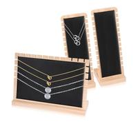 Fatiya Lot de 3 présentoirs en bois de 2 tailles pour colliers, bijoux avec panneau pelucheux et design multi-échelons, pour bracelets, chaînes, bijoux, pour vendeurs, magasins, salons, petites