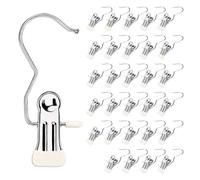 Fatiya Lot de 30 pinces à linge multifonctionnelles en acier inoxydable pour suspendre des bottes et des pantalons, chapeaux, chaussettes, gants, serviettes, blanc