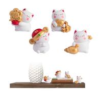 Fatiya Lot de 4 figurines de chat Lucy aux couleurs vives, jolies statues de chat fortune miniatures pour richesse, prospérité, succès, décoration de maison, bureau, voiture (4 positions)