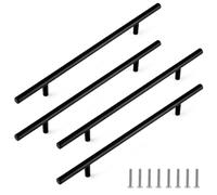 Fatiya Lot de 4 poignées d'armoire de cuisine de 246 mm de long en alliage d'aluminium, poignées de porte pour tiroir, commode, placard, armoire (4 noires)
