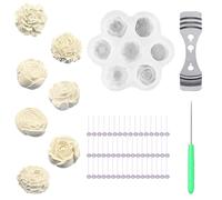 Fatiya Lot de 53 bougies en silicone à 7 cavités avec mèches, dispositif de centrage et poinçon, modèle de bougie 3D pour la fabrication de savon, résine époxy, décoration de gâteau