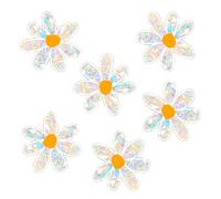 Fatiya Lot de 6 autocollants attrape-soleil marguerites pour empêcher les oiseaux de frapper - Film électrostatique arc-en-ciel pour fenêtre en verre - Non adhésif - Réutilisables