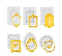 Fatiya Lot de 6 cadres photo en silicone de style baroque, formes de bonbons et fondants pour loisirs créatifs, décoration vintage, pour décoration de cupcakes, chocolat, argile polymère, pâtisserie à