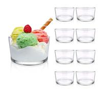 Fatiya Lot de 8 petits bols à dessert transparents en verre de 192 ml - Design moderne - Décoration pour crème glacée, salade, fruits, pudding
