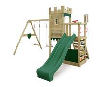 Fatmoose Aire de Jeux Château Fort BoldBaron Boost XXL avec balançoire & Toboggan Vert, extérieur Enfants Tour d'escalade avec bac à Sable échelle & Accessoires de Jeux