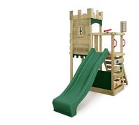 Fatmoose Aire de Jeux Château Fort BoldBaron Boost XXL avec Toboggan Vert, extérieur Enfants Tour d'escalade avec bac à Sable échelle & Accessoires de Jeux