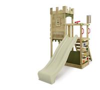 Fatmoose Aire de Jeux Château Fort BoldBaron Boost XXL avec Toboggan Vert Sauge, extérieur Enfants Tour d'escalade avec bac à Sable échelle & Accessoires de Jeux