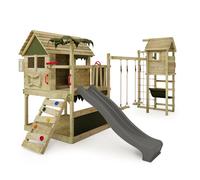 FATMOOSE Aire de jeux Portique bois TikaTaka avec TowerSwing et balançoire et toboggan anthracite