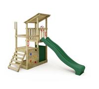 Fatmoose Aire de Jeux Portique d'escalade FruityForest Fun XXL avec Toboggan Vert, extérieur Enfants Tour d'escalade avec bac à Sable, échelle & Accessoires de Jeux