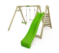 FATMOOSE Balançoire JollyJay Fast XXL pour enfant avec balançoire en bois avec 2 sièges, plateforme et toboggan