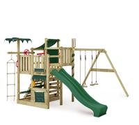 FATMOOSE Tour de jeu CrazyCoconut avec balançoire & toboggan, jeu de jardin avec échelle & accessoires de jeu - vert