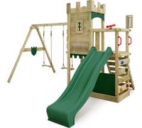Fatmoose tour de jeux BoldBaron avec balançoire double et toboggan - vert