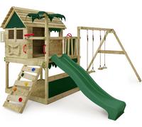 Fatmoose Tour de jeux Portique d'escalade TikaTaka avec balançoire double - vert