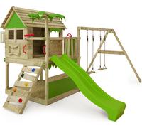 Fatmoose Tour de jeux Portique d'escalade TikaTaka avec balançoire double - vert pomme