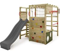 FATMOOSE Tour d'escalade ActionArena avec balançoire, jeu de jardin avec échelle & accessoires de jeu - anthracite / vert olive