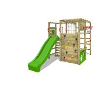 FATMOOSE Tour d'escalade ActionArena avec balançoire, jeu de jardin avec échelle & accessoires de jeu - vert pomme