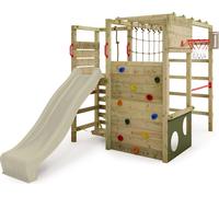 FATMOOSE Tour d'escalade ActionArena avec balançoire, jeu de jardin avec échelle & accessoires de jeu - vert sauge / vert olive