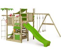 FATMOOSE Tour d'escalade CrazyCoconut avec balançoire & toboggan, jeu de jardin avec échelle & accessoires de jeu - vert pomme