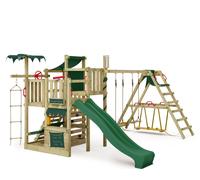 FATMOOSE Tour d'escalade CrazyCoconut avec balançoire & toboggan, jeu de jardin avec SurfSwing, échelle & accessoires de jeu - vert