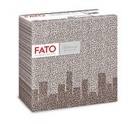 Fato - Serviettes en papier, Airlaid, Effet textile, Paquet de 50 serviettes, Format 40x40 pliées en 4, Décor Skyline Chocolat