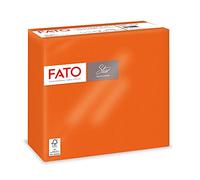 Fato - Serviettes en papier jetables, douceur et moelleux, paquet de 40 serviettes, format 38x38 pliées en 4, 2 plis, couleur orange, papier 100% pure cellulose, certifié FSC