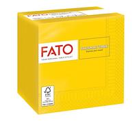 Fato, serviettes en papier jetables, idéales pour les apéritifs et les cocktails, paquet de 100 serviettes, format 24x24, 4 plis, 2 plis, jaune, 100% pur papier cellulosique, certifié FSC