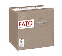Fato, serviettes en papier jetables, idéales pour les apéritifs et les cocktails, paquet de 100 serviettes, format 24x24 pliées en 4, 2 plis, couleur tourterelle, 100% pur papier cellulosique