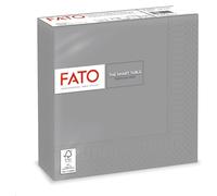 Fato, serviettes en papier jetables, idéales pour les déjeuners informels et les buffets, paquet de 50 serviettes, format 33x33, pliées en 4, 2 plis, gris, papier 100% pure cellulose, certifié FSC