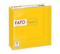 Fato, serviettes en papier jetables, idéales pour les déjeuners informels et les buffets, paquet de 50 serviettes, format 33x33, pliées en 4, 2 plis, jaune, 100% pur papier cellulosique, certifié FSC
