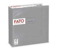 Fato, serviettes en papier jetables, idéales pour les déjeuners informels et les buffets, paquet de 50 serviettes, format 33x33, pliées en 4, 2 plis, gris, papier 100% pure cellulose, certifié FSC