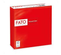 Fato - Serviettes en papier jetables, idéales pour les déjeuners informels et les buffets, paquet de 50 serviettes, format 33x33, 4 plis, 2 plis, rouge, papier 100% pure cellulose, certifié FSC