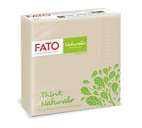 Fato - Serviettes en papier jetables naturelles pliées en 4, écologiques, paquet de 50 serviettes, format 33x33, 2 plis, décor naturel, papier 100% fibres recyclées