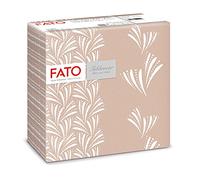 Fato - Serviettes en papier sèches, Airlaid, Effet textile, Paquet de 50 serviettes, Format 40x40 pliées en 4, Décor Fougères Cappuccino