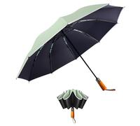 FATONESA parapluie rétro - pliant anti - UV coupe - vent bande réfléchissante poignée en bois massif auto - ouverture parapluie de voiture