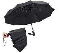 Fatonesaupf50 + parapluie pliant de voyage de protection UV, protection solaire d'ouverture automatique, protection contre la pluie et le vent parapluie portatif robuste de 10 nervures compact