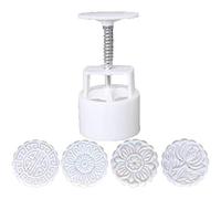 fatteryu 4 pièces Presse à Main Cookie Timbre Lune gâteau décor Moule Baril Mooncake Moule 100g Bricolage