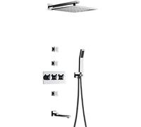 Faucet Bath Shower Systems 4-Function Wall Shower Head with Hot and Cold Precipitation on The Wall Polished Chrome Faucet Bathroom Shower Set Made of Solid Brass Combination Set Wi
