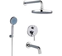 Faucet Bath Shower Systems Concealed Shower System Preinstalled Shower Set with Hot and Cold Faucet in The Wall and Round Abs Shower Head
