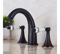 Faucet Bathroom Black Retro, Mixer Tap Bathroom Hot and Cold Water Tap Brass, 3 Holes washbasin Mixer Tap Fittings, Two-Handle Mixer Tap washbasin Faucet, B (Color : A)