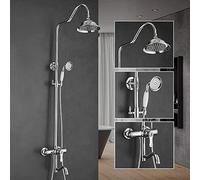 Faucet Bathroom Shower Systems Brass Shower Set Square Pipe Single -Hand Rain Shower with Sliding Bar Wall-Mounted Water Mixer Faucet Chromea-Chromeb