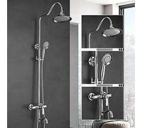 Faucet Bathroom Shower Systems Brass Shower Set Square Pipe Single -Hand Rain Shower with Sliding Bar Wall-Mounted Water Mixer Faucet Chromea-Chromea