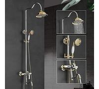 Faucet Bathroom Shower Systems Brass Shower Set Square Pipe Single -Hand Rain Shower with Sliding Bar Wall-Mounted Water Mixer Faucet Chromea-Chrom_Und_Gold