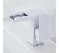 Faucet Brass Mixer Colour Changing LED Light Bathroom Waterfall Sink taps, Single Hole Basin Tap Faucet,White