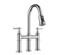 Faucet, Commercial High Arc Double Handle Single Hole Out Kitchen Faucets with Pull Down Sprayer for Farmhouse RV Utility Bar Laundry Sinks