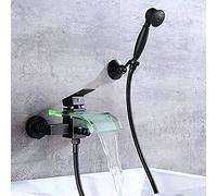 Faucet Full Bronze Black Matte Antique Wall Type Cold and Hot Water Faucet Shower Frosted Glass Waterfall Water Outlet Two Type Shower Set