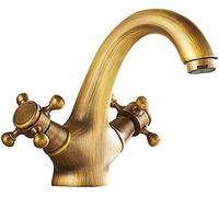 Faucet lavage Basin robinet 2 boutons croisés Polon Gold avec plaque de couvercle bassin de lavage à trou de lavage froid et pont d'eau chaude monté, constructif23