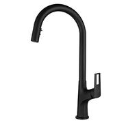 Faucet Sink Soild Brass Faucets with Function Pull Down Sprayer 360° Rotation Handle Single Hole Kitchen Mixer Tap, Hot and Cold Water Adjustable,Black